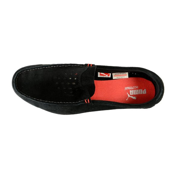 Puma X Scuderia Ferrari Men\'s Black Suede Leather Slip On Loafers Car Shoes